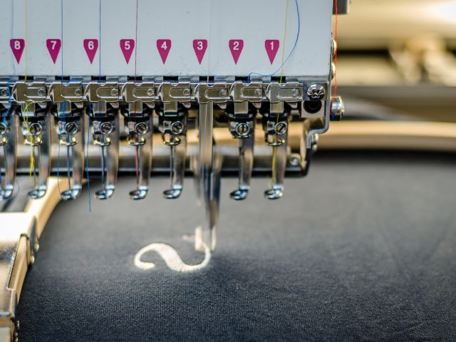 Embroidery machine close up